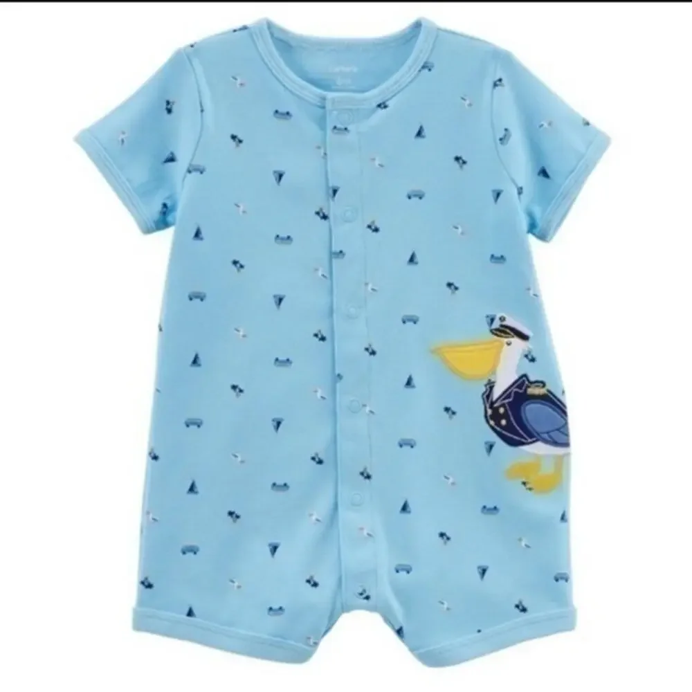Carter’s Shorts Romper Size 3 Months Pelican Snap Up Short sleeve Pastel pelican